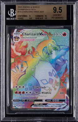 2020 POKEMON CHAMPIONS PATH SECRET #74 RAINBOW FULL ART CHARIZARD VMAX BGS 9.5 - Image 1