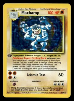 Machamp 8/102 Base Set 1st Edition Pokemon LP - Image 1