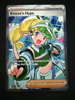 Emcee's Hype 220/182 Destined Rivals Full Art Trainer Holo Pokemon Ultra Rare NM - Image 1