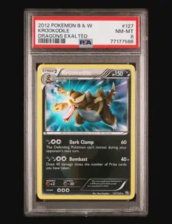 2012 POKEMON B&W DRAGONS EXALTED #127 KROOKODILE PSA 8 - Image 1