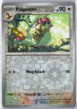 Pidgeotto 163/197 Uncommon Obsidian Flames Pokemon Reverse Holo NM/M - Image 1