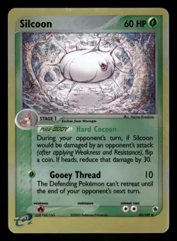 Pokemon Silcoon Uncommon Ruby and Sapphire 43/109 LP Reverse Holo - Image 1