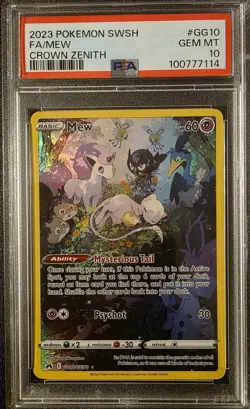 2023 Pokemon Crown Zenith GG10 Mew Full Art Ultra Rare Holo PSA 10 - Image 1
