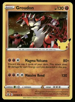 Pokemon Cards Groudon 017/025 Celebrations Rare NM *3 - Image 1