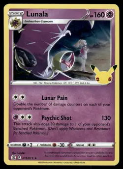 Pokemon Cards Lunala 015/025 Celebrations Holo Rare NM - Image 1