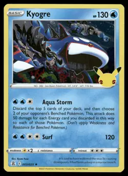 Pokemon Cards Kyogre 003/025 Celebrations Rare NM - Image 1