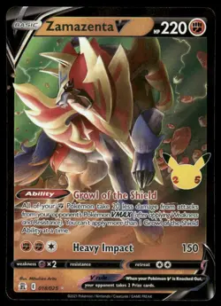 Pokemon Cards Zamazenta V 018/025 Celebrations Holo Rare V NM - Image 1