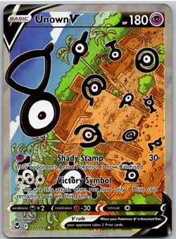 Unown V 177/195 Ultra Rare Silver Tempest Pokemon NM - Image 1