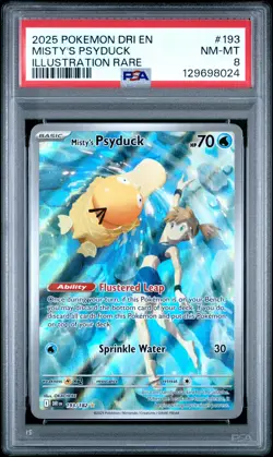 2025 POKEMON DRI EN-DESTINED RIVALS ILLUSTRATION RARE #193 MISTY'S PSYDUCK PSA 8 - Image 1