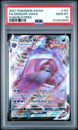 2021 POKEMON SWORD & SHIELD FUSION STRIKE #157 FULL ART/GENGAR VMAX PSA 10 - Image 1