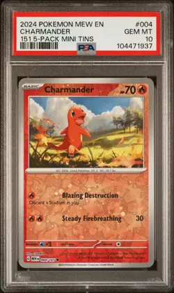 Pokemon Charmander 004/165 Reverse Cosmos Holo Costco 151 Mini PSA 10 GEM MINT - Image 1