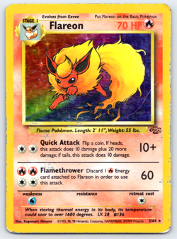1999 Pokemon Jungle Flareon #3/64 Holofoil Rare - Heavy Played - Image 1