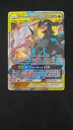Reshiram and Zekrom GX 157/236 Ultra Rare Cosmic Eclipse Pokemon - Image 1