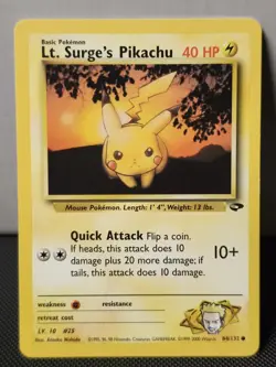 Lt. Surge's Pikachu 084/132 Common Pokemon Gym Challenge - Image 1