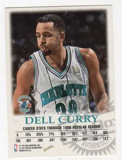 Dell Curry 1997-98 Skybox Autographics Black Autograph - Hornets - Image 2