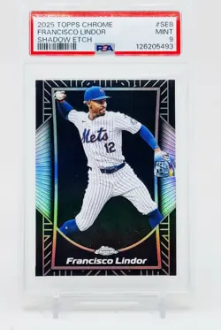 2025 Topps Chrome Francisco Lindor Shadow Etch #SE-8 New York Mets PSA 9 Mint! - Image 1