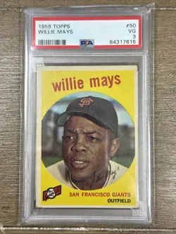 1959 Topps #50 - HOF Willie Mays San Francisco Giants PSA 3 - Image 1
