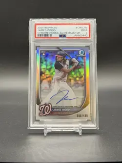 James Wood 2025 Bowman Chrome Refractor Rookie Auto RC /499 PSA 9 - Image 1