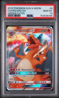 Pokemon Charizard GX PSA 10 Gem Mint 9/68 SM Hidden Fates Ultra Rare 2019 - Image 1
