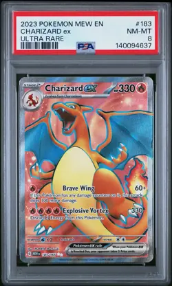 2023 POKEMON MEW EN-151 ULTRA RARE #183 CHARIZARD EX PSA 8 - Image 1