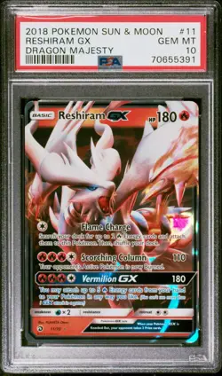 2018 POKEMON SUN & MOON DRAGON MAJESTY #11 RESHIRAM GX PSA 10 - Image 1