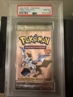 1999 POKEMON WOTC AERODACTYL FOSSIL FOIL PACK BOOSTER PACK POKEMON PSA 10 - Image 1