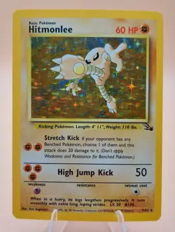 Hitmonlee Holo Rare Fossil 7/62 Pokemon Card - WOTC 1999 - Image 1