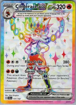 Cinderace ex - 157/142 SV07: Stellar Crown - Pokemon Card - NM - Image 1