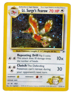 Lt. Surges Fearow 7/132 Pokemon Cards Holo Gym Heroes - Image 1