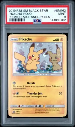 2019 POKEMON SM BLACK STAR PROMO TEAM UP SINGLE PACK BLISTERS PIKACHU-HOLO PSA 9 - Image 1