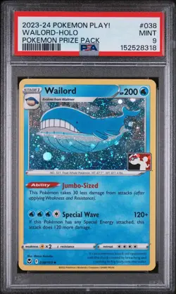 Pokemon Wailord Holo PSA 9 Mint Series 4 TCG Prize Pack Alt Art Cosmos Promo - Image 1