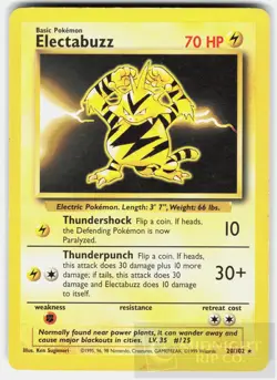 POKEMON ELECTABUZZ 20 BASE SET UNLIMITED HP - Image 1