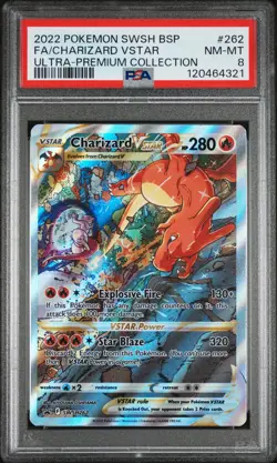 2022 POKEMON SWSH BLACK STAR PROMO #262 FA/CHARIZARD VSTAR PSA 8 - Image 1