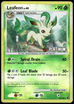 Pokemon Leafeon - 24/100 [Platinum] Promo Burger King Promos HP Reverse Holo - Image 1