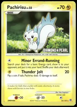 Pokemon Pachirisu 35/130 Diamond & Pearl Promo Burger King HP Reverse Holo - Image 1
