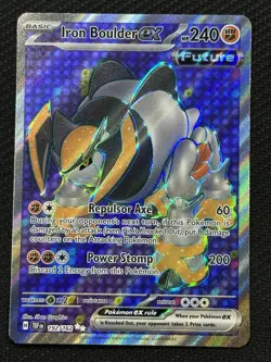 Pokemon Iron Boulder ex 192/162 Sv05 Ultra Rare Holo Full Art 240HP - Image 1