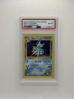 PSA 8 NM-MT Misty's Seadra Prerelease - 2000 Pokemon Gym Heroes Holo 9/132 WOTC - Image 1