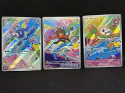 First Partner Rowlet Litten Popplio 30th Promo Set 043 044 045 Pokemon TCG - Image 1