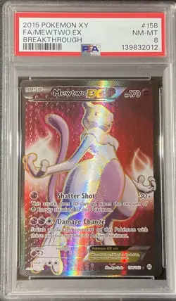 2015 POKEMON XY BREAKTHROUGH #158 FULL ART/MEWTWO EX PSA 8 - Image 1