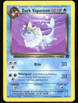 Pokemon TCG Dark Vaporeon Team Rocket 45 Regular Unlimited - VINTAGE - RARE - Image 1