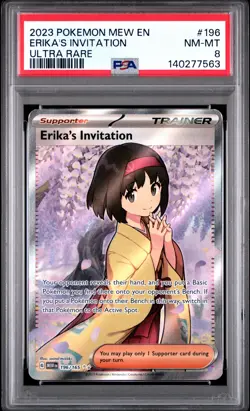 2023 POKEMON MEW EN-151 #196 ERIKA'S INVITATION PSA 8 - Image 1