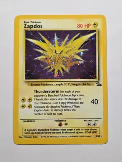 Zapdos 15/62 Fossil Set Rare Corrected Holo Pokemon Card WOTC 1999 - Excellent - Image 1