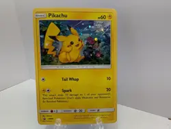 Pokemon Pikachu TCG SM86 Cosmo Holo Black Star Promo Card Swirl! - Image 1