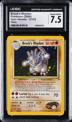 2000 POKEMON GYM HEROES HOLO #2/132 BROCK'S RHYDON CGC 7.5 - Image 1