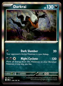 Darkrai 136/197 Rare Obsidian Flames Pokemon Holo Near Mint - Image 1