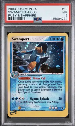 SWAMPERT PSA 7 2003 POKEMON EX RUBY & SAPPHIRE #13/109 HOLO 5704 - Image 1