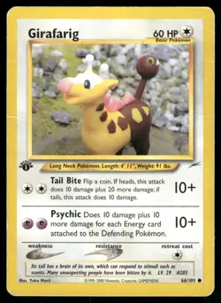 2002 Pokemon Girafarig Common Neo Destiny 66/105 1st Edition DMG - Image 1