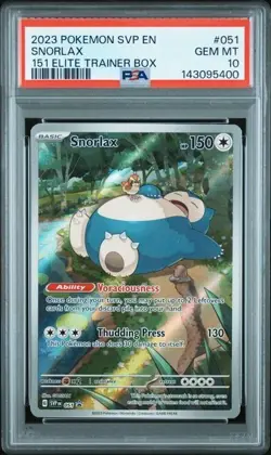 2023 Pokemon SVP-EN #051 Snorlax 151 ETB PSA 10 - Image 1