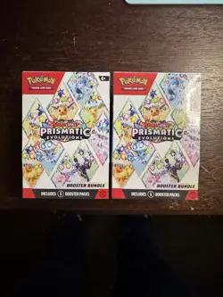 Pokemon Scarlet & Violet Prismatic Evolutions Booster Bundle 2 Boxes 6 Packs - Image 1