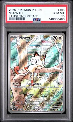 Pokemon Meowth Phantasmal Flames 106/094 Illustration Rare Holo PSA 10 2025 - Image 1
